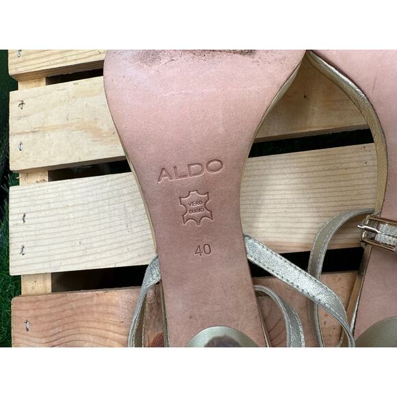ALDO Ankle Strap Heels- Gold/Rhinestone-Size 40EU/ 9W - Picture 9 of 10